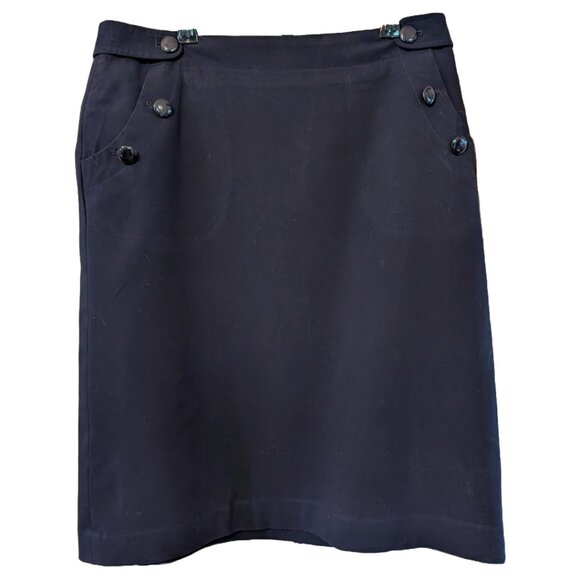 Ann Taylor Navy Skirt with Naval Button Detailing and Pockets - Sz 4 - Picture 1 of 6